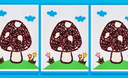 Seed art ideas for kids - Mushroom seed painting tutorial